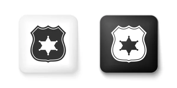 Zwart Wit Pictogram Van Politie Badge Geïsoleerd Witte Achtergrond Sheriff — Stockvector