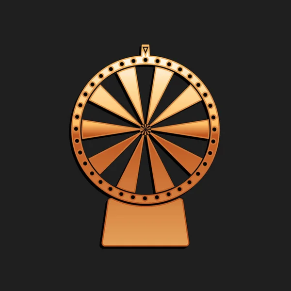 Icono Rueda Gold Lucky Aislado Sobre Fondo Negro Estilo Sombra — Vector de stock