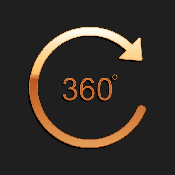 Ángulo Oro 360 Grados Icono Aislado Sobre Fondo Negro Rotación — Vector de stock