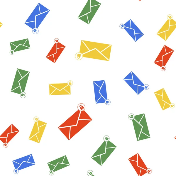 Χρώμα Email Μήνυμα Κλειδώματος Εικονίδιο Κωδικού Πρόσβασης Απομονωμένη Αδιάλειπτη Μοτίβο — Διανυσματικό Αρχείο