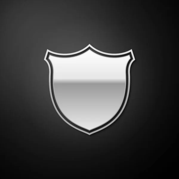 Icône Sécurité Silver Shield Isolée Sur Fond Noir Protection Sûreté — Image vectorielle