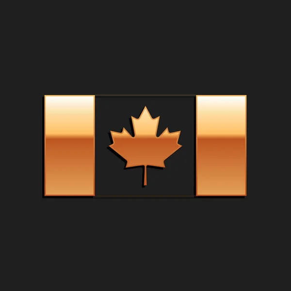Ikona Flagi Gold Canada Czarnym Tle Długi Styl Cienia Wektor Grafika Wektorowa