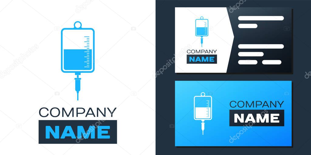 Logotype IV bag icon isolated on white background. Blood bag icon. Donate blood concept. The concept of treatment and therapy, chemotherapy. Logo design template element. Vector.