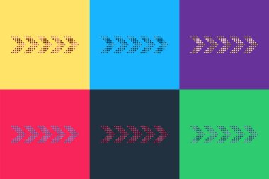 Pop Art Dots ok simgesi renk arkaplanında izole edildi. Vektör.