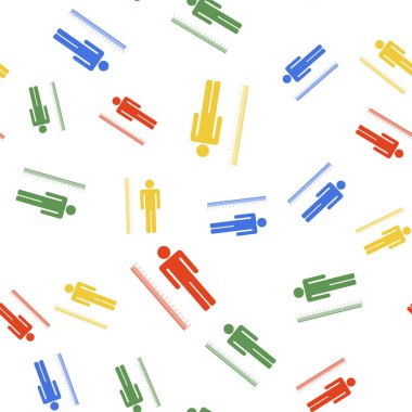 Boyunu ölçen boy simgesi, beyaz arkaplanda izole edilmiş pürüzsüz desen. Vektör.