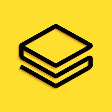 Siyah kripto para Stratis STRAT simgesi sarı arka planda izole edildi. Madeni para. Dijital para birimi. Engelleme zinciri tabanlı şifreli para birimi. Uzun gölge tarzı. Vektör.