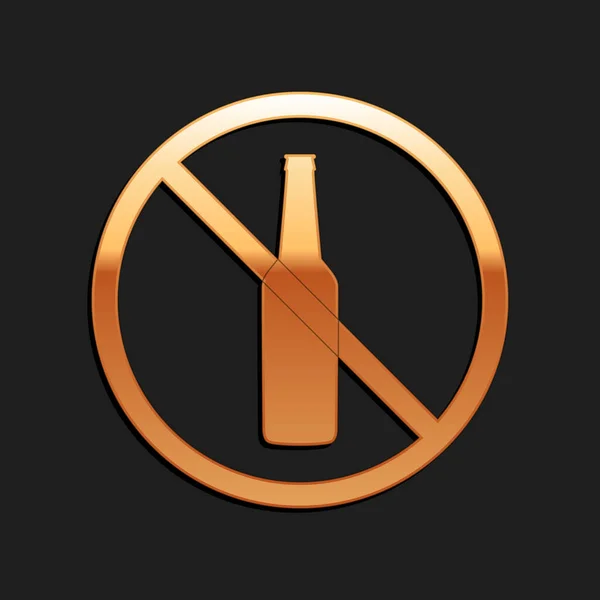 Gold Kein Alkoholsymbol Isoliert Auf Schwarzem Hintergrund Alkoholverbot Verbotenes Symbol — Stockvektor