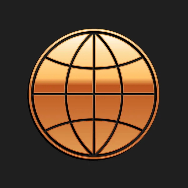Gold Earth Globus Symbol Isoliert Auf Schwarzem Hintergrund Welt Oder — Stockvektor