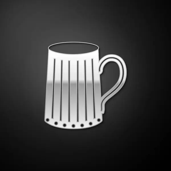 银木啤酒瓶图标孤立在黑色背景 长影子风格 — 图库矢量图片