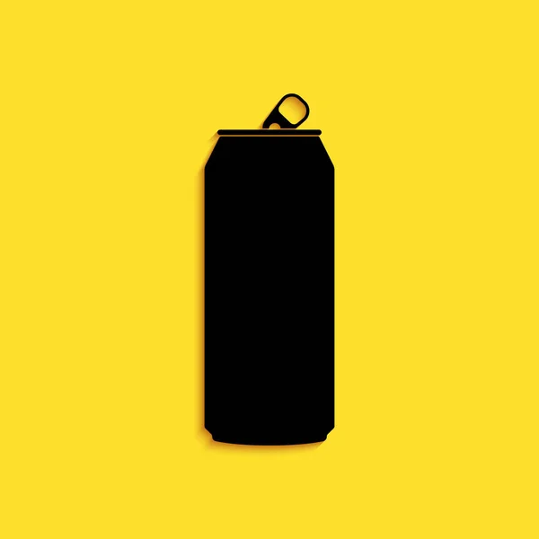 Aluminio Negro Puede Icono Aislado Sobre Fondo Amarillo Estilo Sombra — Vector de stock