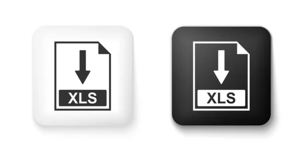 Zwart Wit Xls Bestand Document Pictogram Download Xls Knop Pictogram — Stockvector