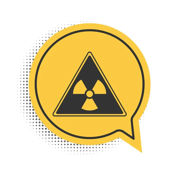 Black Triangle Sign Radiation Symbol Icon Isolated White Background Yellow — Stock Vector