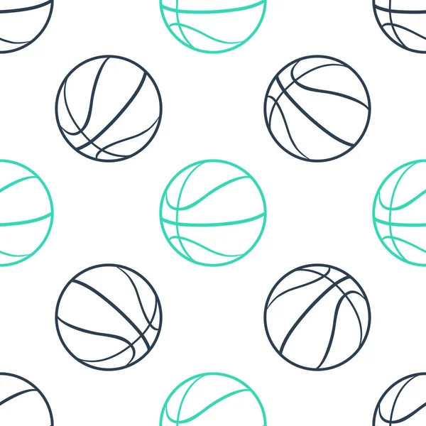 Grünes Basketball Ball Symbol Isoliert Nahtlose Muster Auf Weißem Hintergrund — Stockvektor