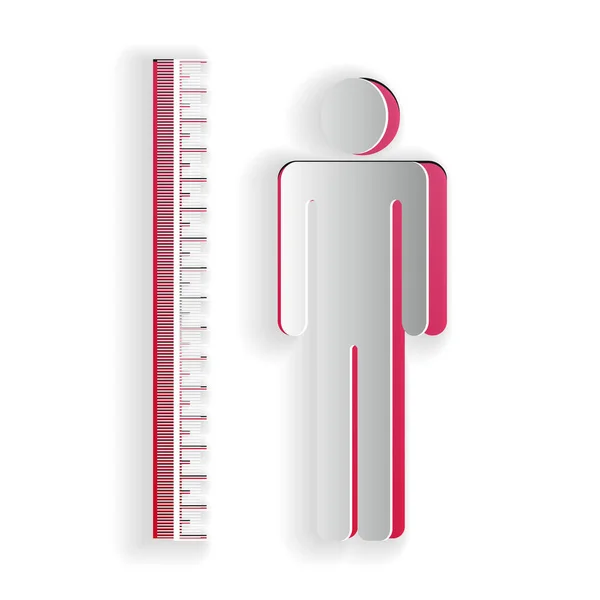 Řez Papíru Měření Výšky Těla Ikona Izolované Bílém Pozadí Papírový — Stockový vektor