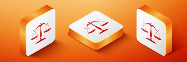 Isometriska Skalor Rättvisa Ikon Isolerad Orange Bakgrund Domstolens Symbol Balanstecken — Stock vektor