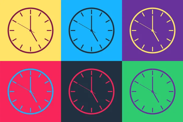 Pop Art Icône Horloge Isolé Sur Fond Couleur Symbole Temporel — Image vectorielle