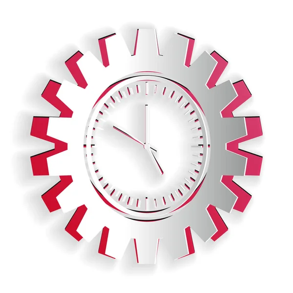 Papier Découpé Icône Gestion Temps Isolé Sur Fond Blanc Horloge — Image vectorielle