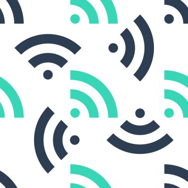 Yeşil RSS simgesi beyaz arkaplanda izole edilmiş kusursuz desen. Radyo sinyali. RSS besleme sembolü. Vektör.