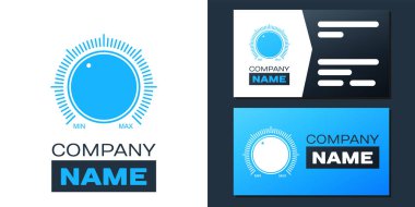 Logotype tuşu seviyesindeki teknoloji ayarları beyaz arkaplanda izole edilmiş. Ses tuşu, ses kontrolü, ölçekli müzik düğmesi, analog regülatör. Logo tasarım şablonu elemanı. Vektör.