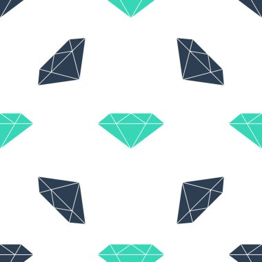 Yeşil Elmas simgesi beyaz arkaplanda izole edilmiş kusursuz desen. Mücevher sembolü. Mücevher taşı. Vektör.