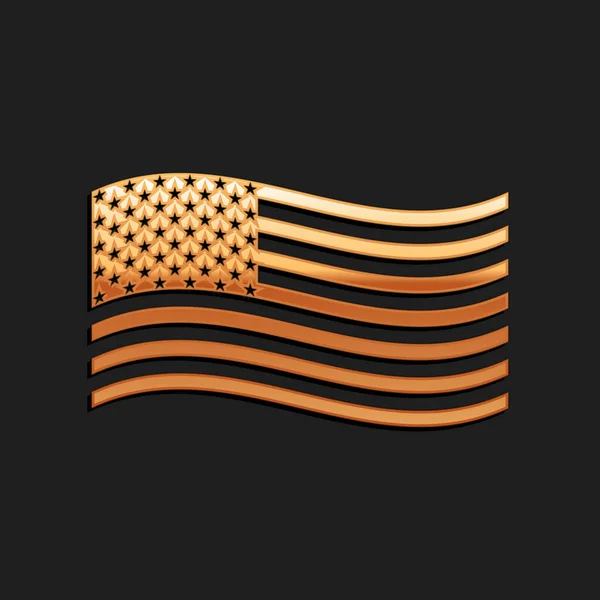 Arany Amerikai Zászló Ikon Elszigetelt Fekete Háttérrel Amerikai Zászló Hosszú Jogdíjmentes Stock Illusztrációk