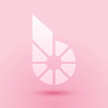 Paper cut Cryptocurrency coin Bitshares BTS icon isolated on pink background. Physical bit coin. Digital currency. Blockchain based secure crypto currency. Paper art style. Vector.