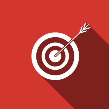 Dart ile uzun gölge izole, hedefle simgesi.