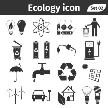 Ekoloji ve geri dönüşüm simgeler kümesi vektör