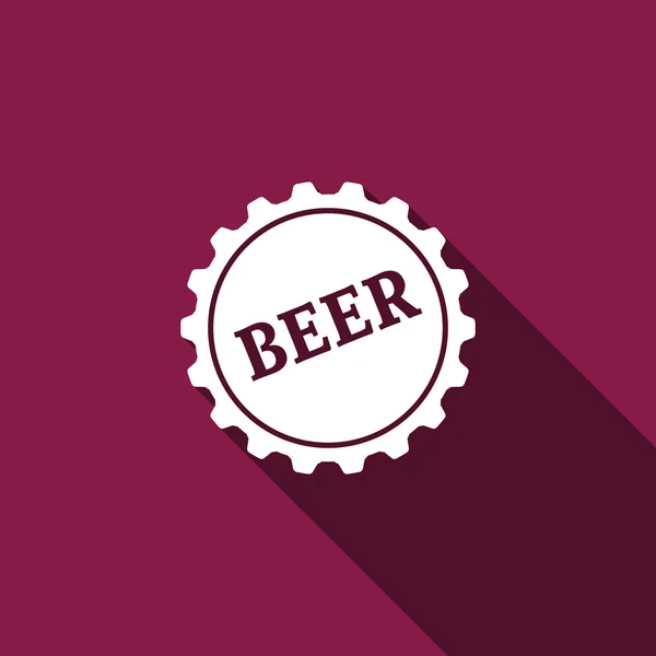 Copo de garrafa de cerveja ícone simples com sombra longa . — Vetor de Stock