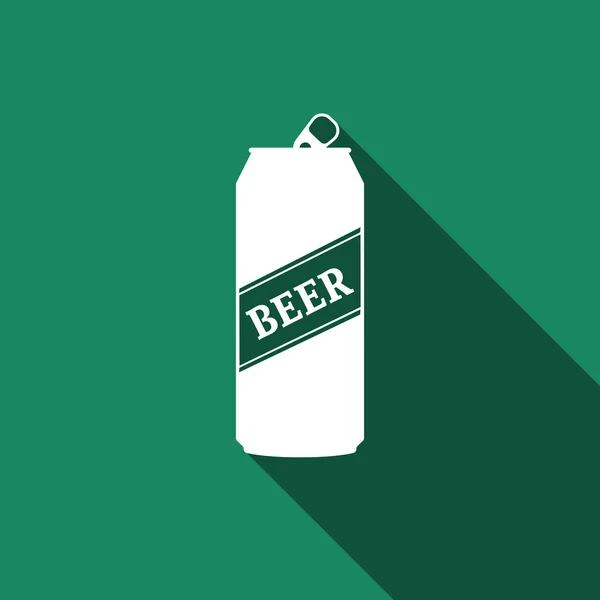 ビール缶長い影とアイコン. — ストックベクタ