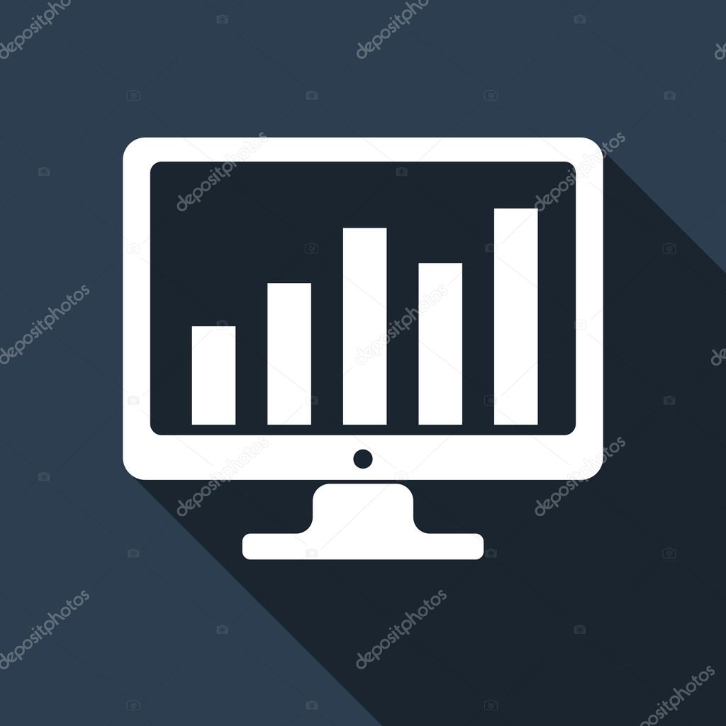 Display with business graph icon with long shadow.