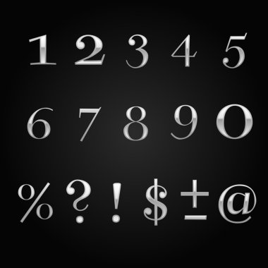 parlak gümüş yazı tipi tasarım kümesi üzerinde siyah