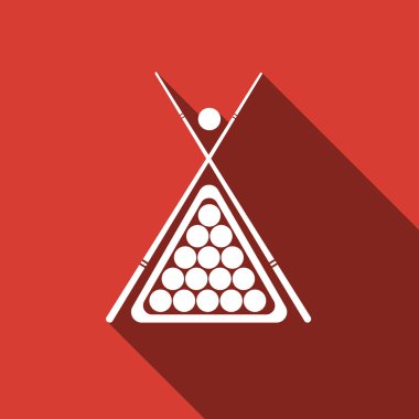 Bilardo işaret ve topları uzun gölge simgesiyle.