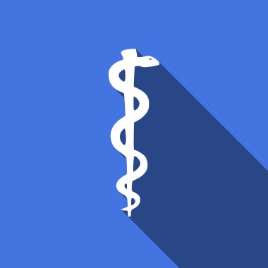 Rod of Asclepius Snake Coiled Up Silhouette with long shadow. vector Rod of Asclepius Snake Coiled Up Silhouette with long shadow. vector