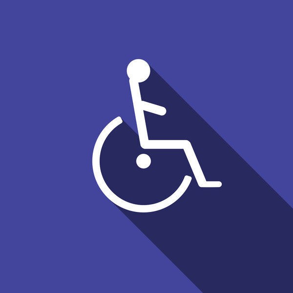 Disabled Handicap Icon with long shadow. 