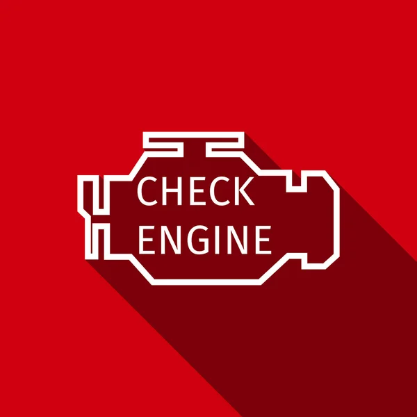 Verifique o ícone do motor com sombra longa . —  Vetores de Stock