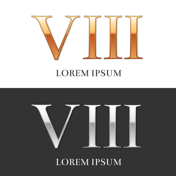 8, VIII, lüks altın ve gümüş Roma rakamları, işaret, logo, symb