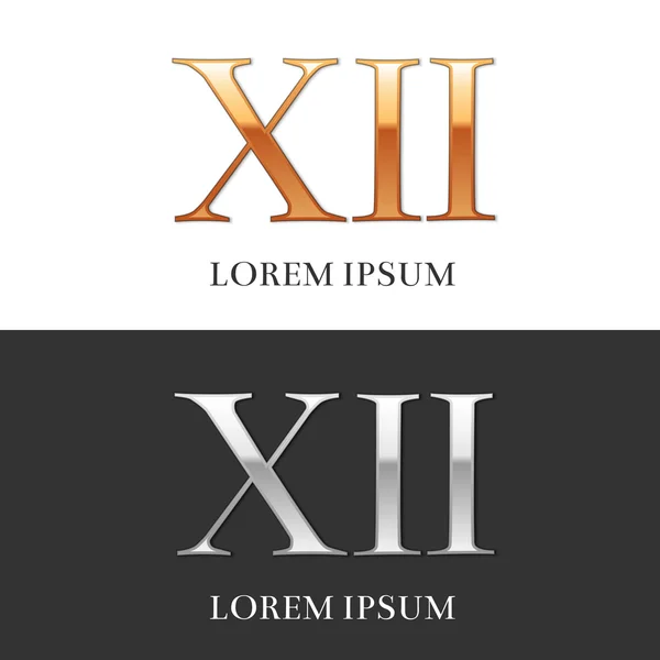12, XII, lüks altın ve gümüş Roma rakamları, işaret, logo, symb