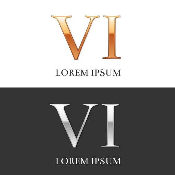6, VI, lüks altın ve gümüş Roma rakamları, işaret, logo, sembol