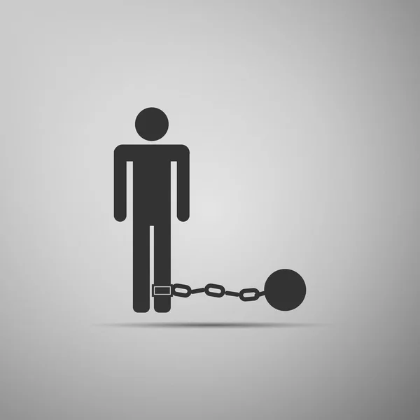 Prisoner with ball on chain icon. — Stock Vector