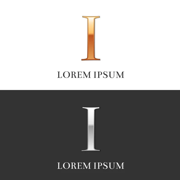 1, I, роскошные золотые и серебряные римские цифры, знак, логотип, символ , — стоковый вектор