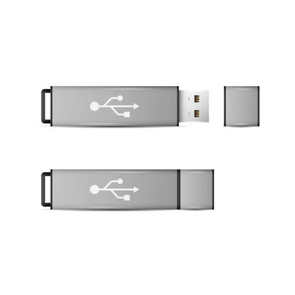 Usb flash drive isolado no fundo branco — Vetor de Stock