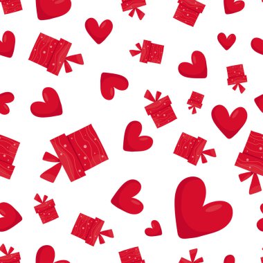 Kalpler ve hediyeler tekstil ve kağıt tasarımı için kusursuz desenler. Vektör illüstrasyonu.
