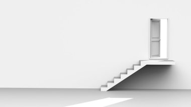 Açık kapı merdiven ve iç içine ışık