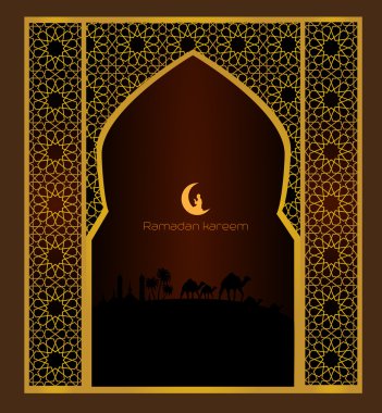 vector Illustration of Ramadan kareem with islamic and arabic calligraphy  (translation Generous Ramadhan) ,Ramadhan or Ramazan or ramdan or ramdane is a holy fasting month for Muslim-Moslem. graphic  clipart