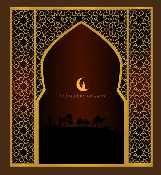Vektor Illustration av Ramadan kareem med islamiska och arabiska kalligrafi (översättning generösa Ramadan), Ramadan eller Ramazan eller ramdan eller ramdane är en helig fastemånaden för Muslim-Moslem. Graphic — Stock vektor