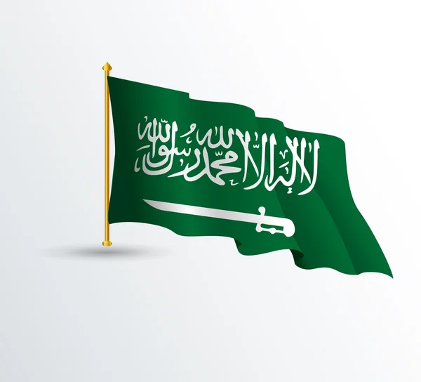 Vector ilustración de bandera de Arabia Saudita para el Día Nacional CON Vector Caligrafía Árabe. Traducción: No hay más dios que Alá y Muhammad es su profeta . — Archivo Imágenes Vectoriales