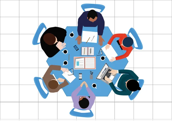 พนักงานออฟฟิศ งานธุรกิจ โต๊ะทํางาน พนักงาน นักธุรกิจ พื้นที่ทํางาน ภาพเวกเตอร์การออกแบบแบน — ภาพเวกเตอร์สต็อก