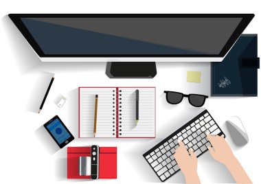 Flat design office workers business in top view vector illustration