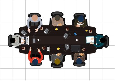 Flat design office workers business Meeting , in top view vector illustration.